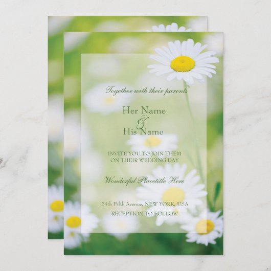 Daisy Daisies Flower Floral Summer Wedding Kaart (Voorkant / Achterkant)