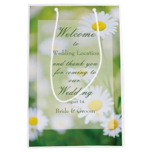 Daisy Daisies Flower Floral Summer Wedding Medium Cadeauzakje (Voorkant)