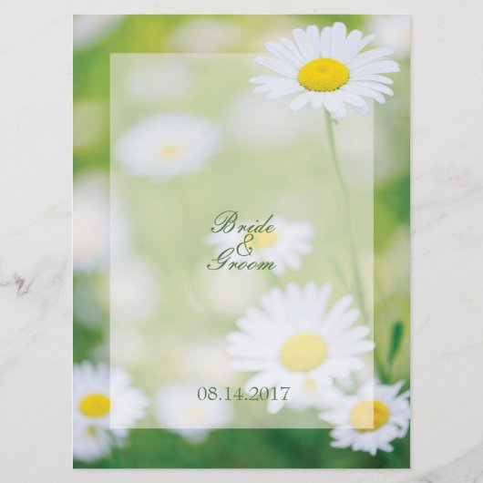 Daisy Daisies Flower Floral Summer Wedding Menu (Achterkant)