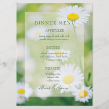 Daisy Daisies Flower Floral Summer Wedding Menu