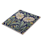 Daisy - Daisy Flower Art Deco Nouveau Groen Blauw Tegeltje (Zijkant)