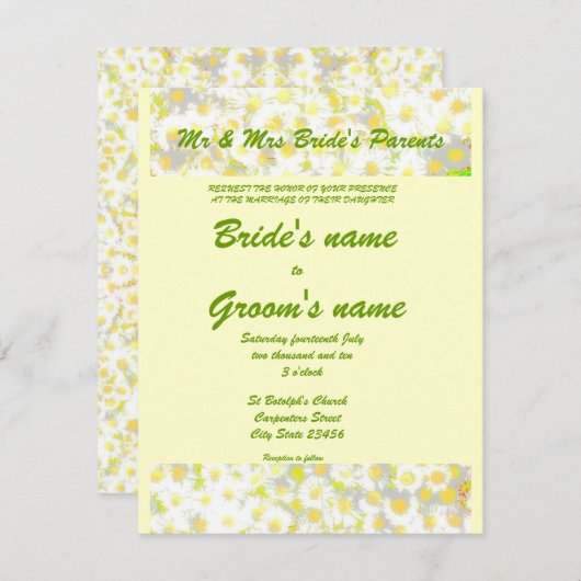 Daisy Daisy Invite Kaart (Voorkant / Achterkant)