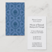 Daisy Damask, Bamboo in Shades of Blue Visitekaartje (Voorkant / Achterkant)