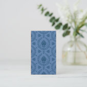 Daisy Damask, Bamboo in Shades of Blue Visitekaartje (Staand voorkant)