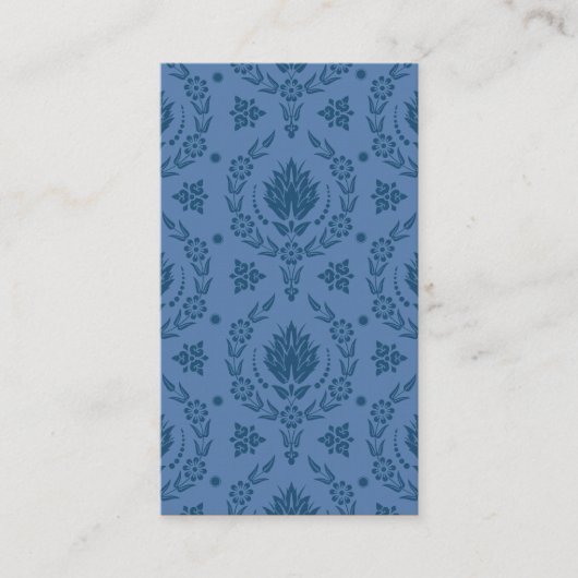 Daisy Damask, Bamboo in Shades of Blue Visitekaartje (Voorkant)