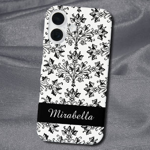 Daisy Damask Black en White iPhone Case