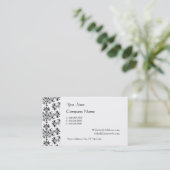 Daisy Damask Black White - aangepaste Visitekaartj Visitekaartje (Staand voorkant)