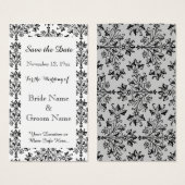 Daisy Damask Black White Custom Save the Date Card Visitekaartje (Voorkant /achterkant)