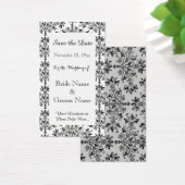Daisy Damask Black White Custom Save the Date Card Visitekaartje (Bureau)