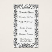 Daisy Damask Black White Custom Save the Date Card Visitekaartje (Voorkant)