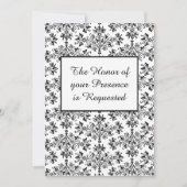Daisy Damask Black White Custom Wedding Invitation Kaart (Voorkant)