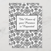 Daisy Damask Black White Custom Wedding Invitation Kaart (Voorkant / Achterkant)