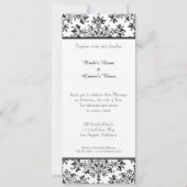 Daisy Damask Black White Custom Wedding Invitation Kaart (Achterkant)