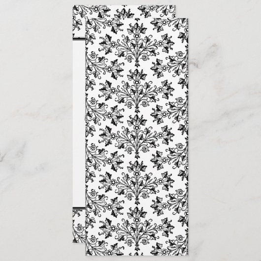 Daisy Damask Black White Custom Wedding Invitation Kaart (Voorkant / Achterkant)