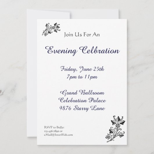 Daisy Damask Custom Party Invitation Kaart (Achterkant)