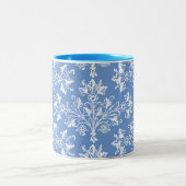  Daisy Damask Etching White op Blue Mok (Center)