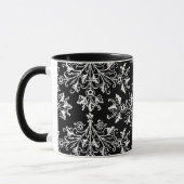  Daisy Damask Etching White op zwarte Mok (Links)