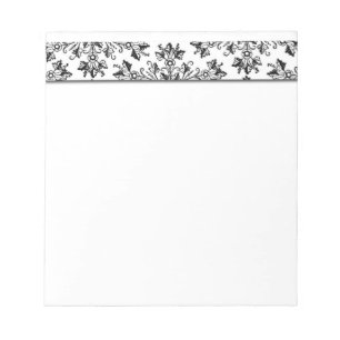 Daisy Damask Floral Etching in Black Notitieblok