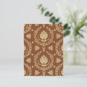 Daisy Damask, leder in bruin en goud Briefkaart (Staand voorkant)