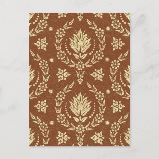 Daisy Damask, leder in bruin en goud Briefkaart (Voorkant)