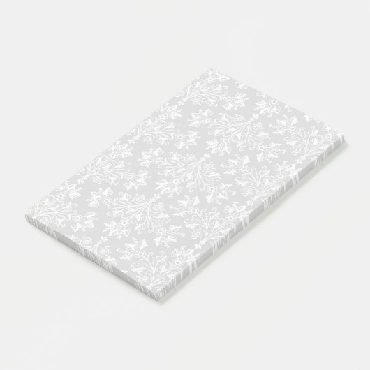 Daisy Damask Pattern in White op Black Post-it® Notes (Schuin)