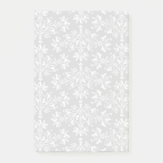 Daisy Damask Pattern in White op Black Post-it® Notes (Voorkant)