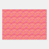 Daisy Damask Pattern - Roze en Sinaasappel Inpakpapier Vel (Voorkant 2)