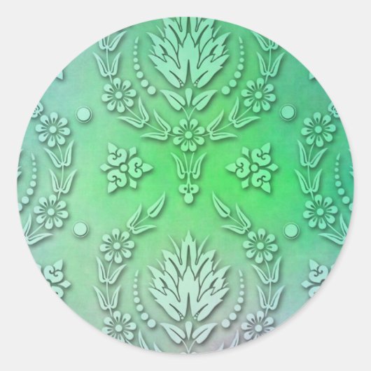 Daisy Damask, WATERVERF Ronde Sticker (Voorkant)