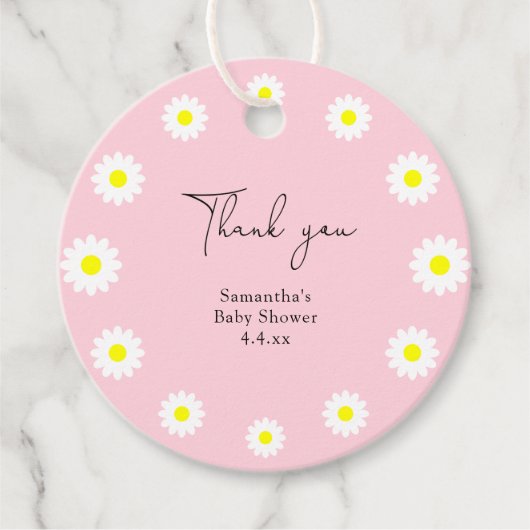 Daisy - dank u baby shower bedankjes labels (Voorkant)