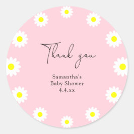 Daisy - dank u baby shower ronde sticker
