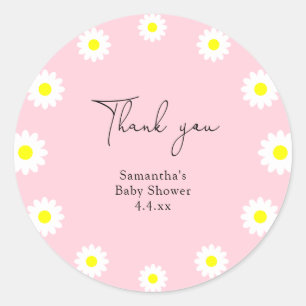 Daisy - dank u baby shower ronde sticker