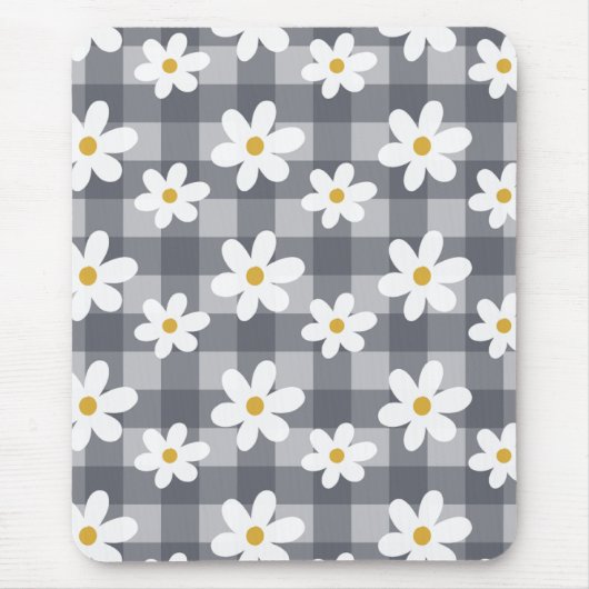 Daisy Days Mousepad - Zwart Gingham Muismat (Voorkant)