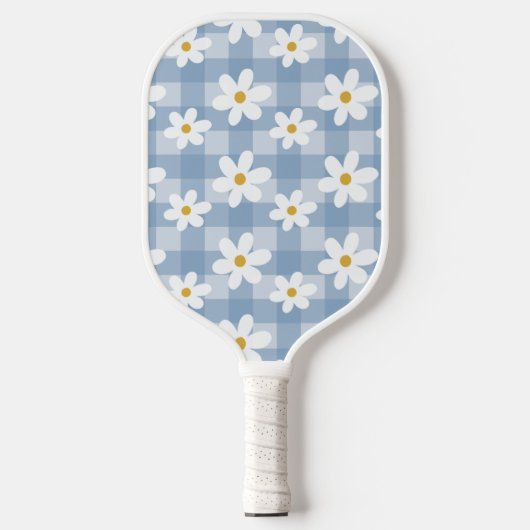 Daisy Days Pickelball Paddle - Blauw Gingham (Voorkant)