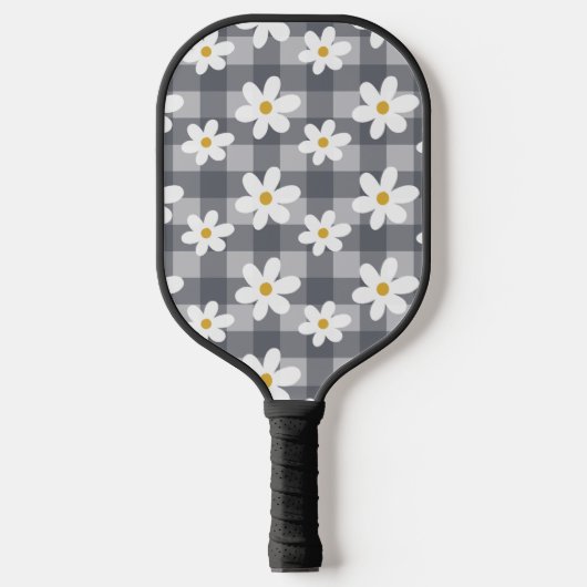Daisy Days Pickelball Paddle - Zwart Gingham (Voorkant)