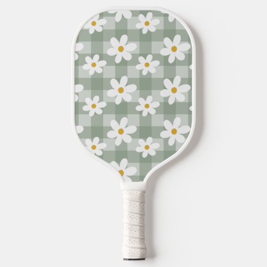Daisy Days Pickleball Paddle - Green Gingham (Voorkant)