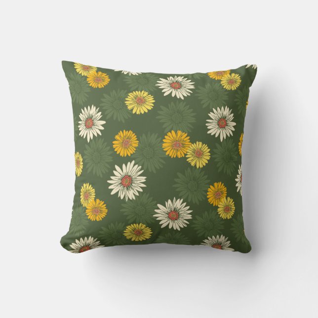 Daisy Dayz Vintage Psychedelic Floral Kussen (Voorkant)