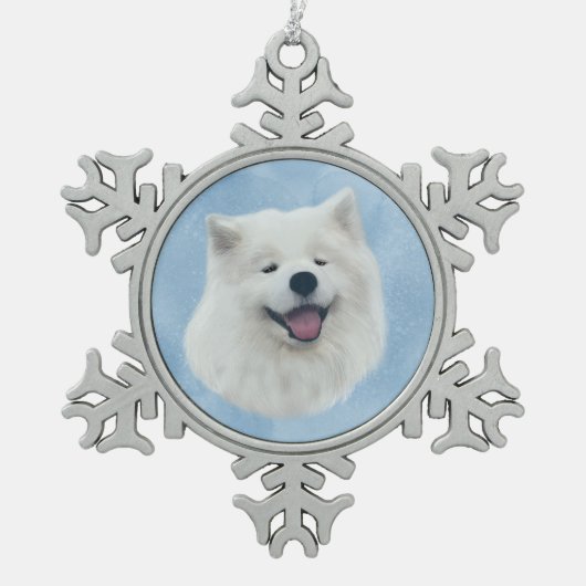 Daisy de Samojeed Tin Sneeuwvlok Ornament (Voorkant)