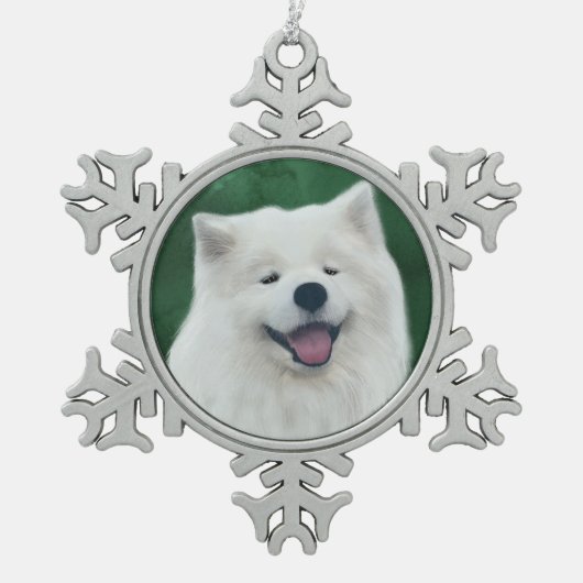 Daisy de Samojeed Tin Sneeuwvlok Ornament (Voorkant)