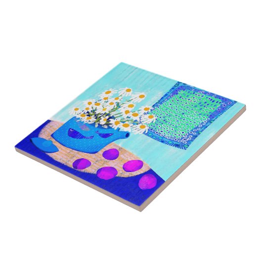 Daisy Delight Ceramic Tile Tegeltje (Zijkant)