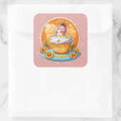 Daisy Delight Cupcake Vierkante Sticker (Tas)