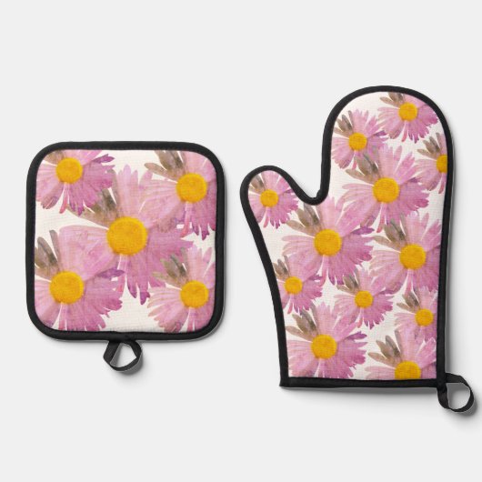 Daisy Delight Oven Mitt & Pot Holder Set Stropdas- (Voorkant)