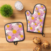Daisy Delight Oven Mitt & Pot Holder Set Stropdas- (Top down)