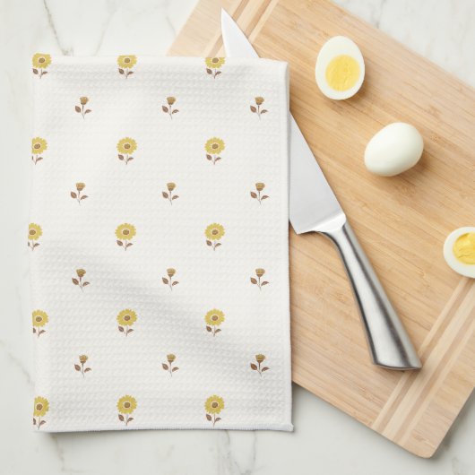 Daisy Delight Yellow Brown Theedoek (Quarter Fold)