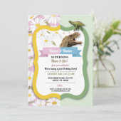 Daisy & Dinosaur Joint Boy Girl Birthday Kaart (Staand voorkant)