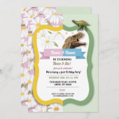 Daisy & Dinosaur Joint Boy Girl Birthday Kaart (Voorkant / Achterkant)