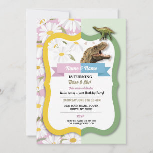 Daisy & Dinosaur Joint Boy Girl Birthday Kaart