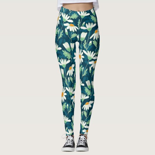 Daisy Ditsy Kamille Romantische Print Leggings (Voorkant)