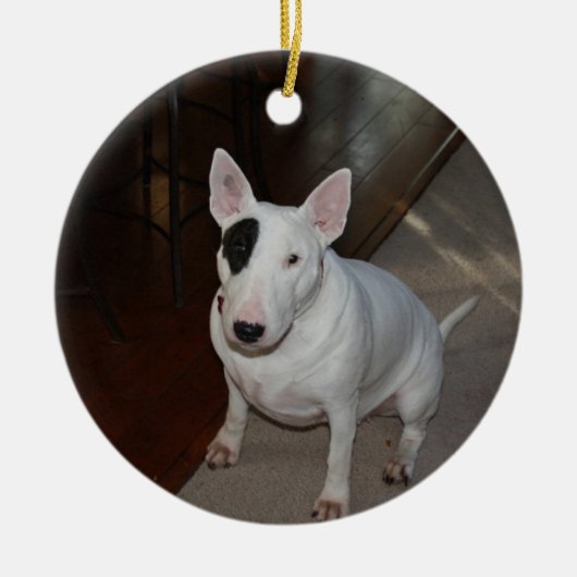 Daisy Dog kerstversiering Keramisch Ornament (Voorkant)