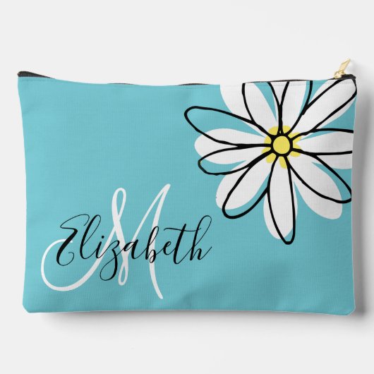 Daisy Doodle Flower Personalized Monogram Etui (Achterkant)