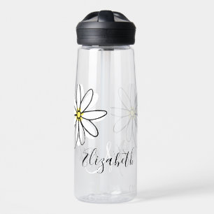 Daisy Doodle Flower Personalized Monogram Waterfles